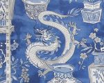 Blue dragon fabric antique Asian ceramics